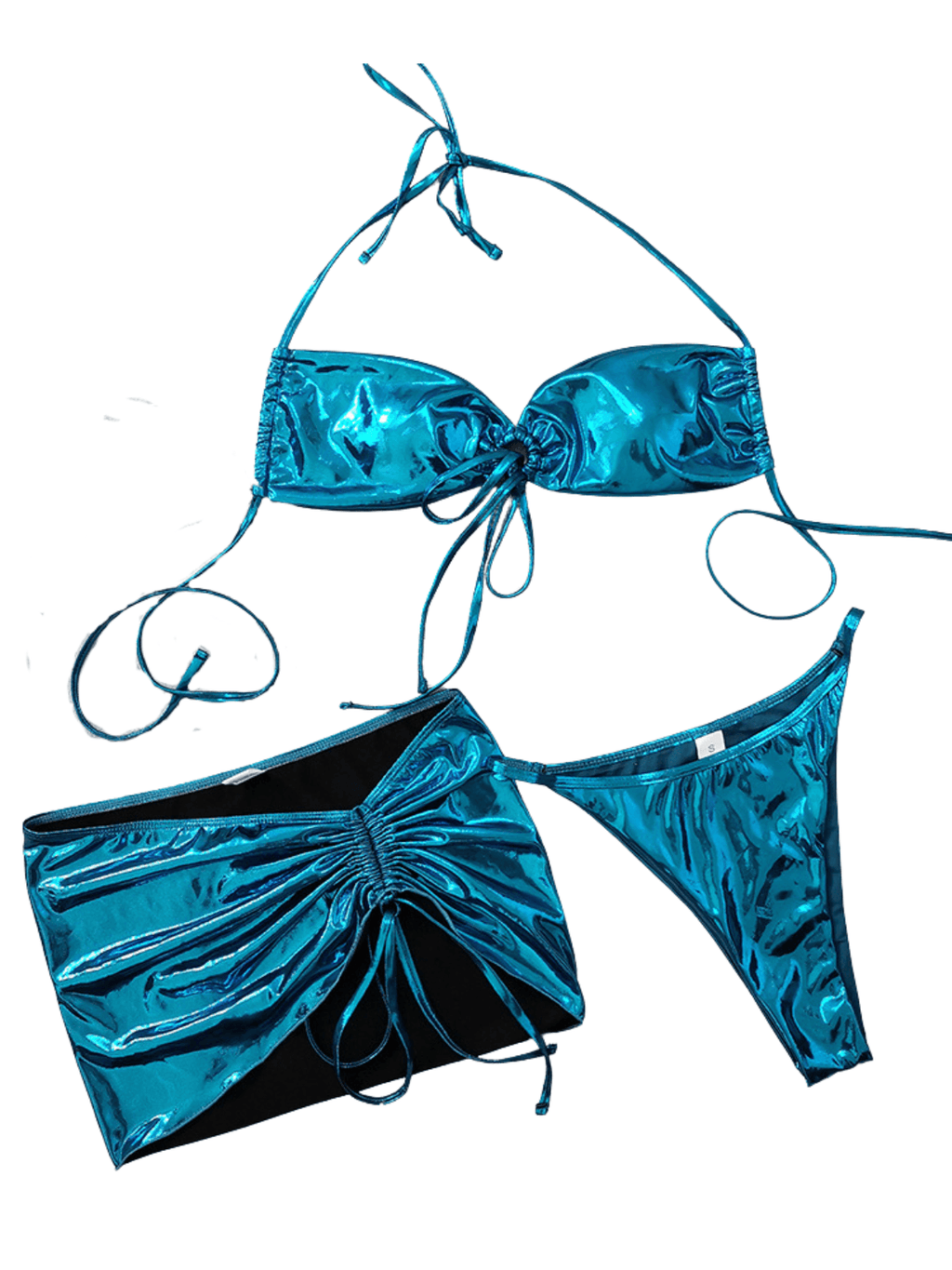Flowering Girl Women Cassius Lacing Metallic Bikini Three Piece Set