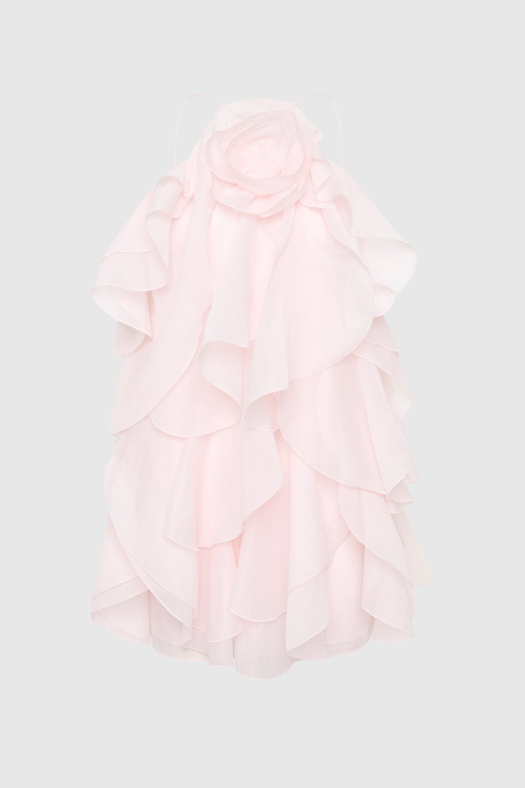 Flowering Girl Women lorraine Halter Floral Ruffle Layered Mini Dress in Pink