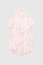 Flowering Girl Women lorraine Halter Floral Ruffle Layered Mini Dress in Pink