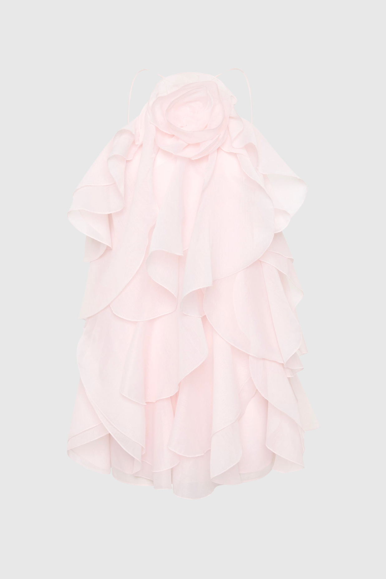 Flowering Girl Women lorraine Halter Floral Ruffle Layered Mini Dress in Pink