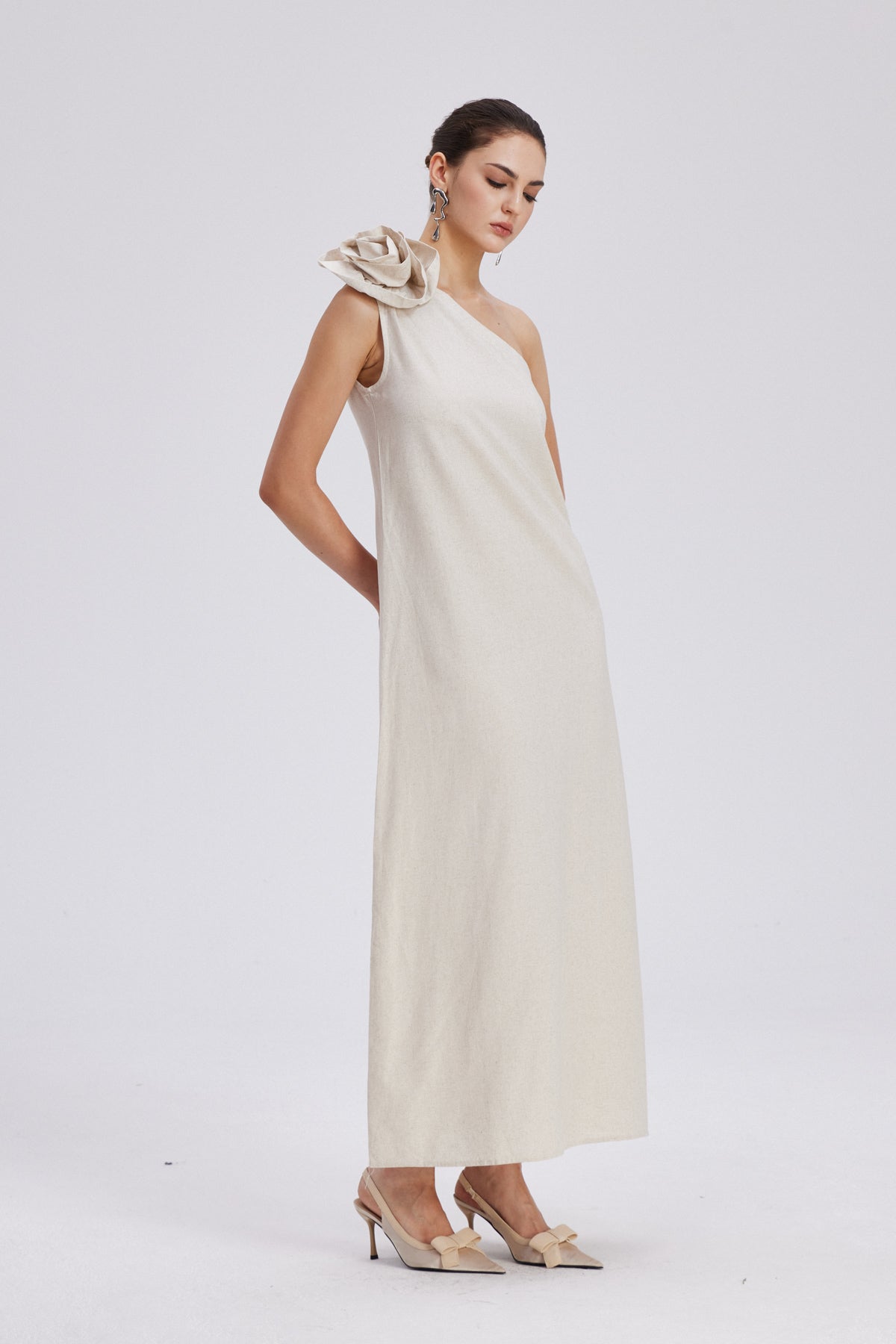Flowering Girl Women Charlotta Flower One Shoulder Maxi Dress