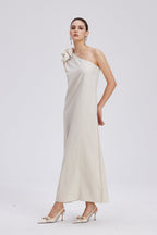 Charlotta Flower One Shoulder Maxi Dress