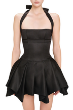 Flowering Girl Women Charnelle Halter Silky Mini Dress - Black