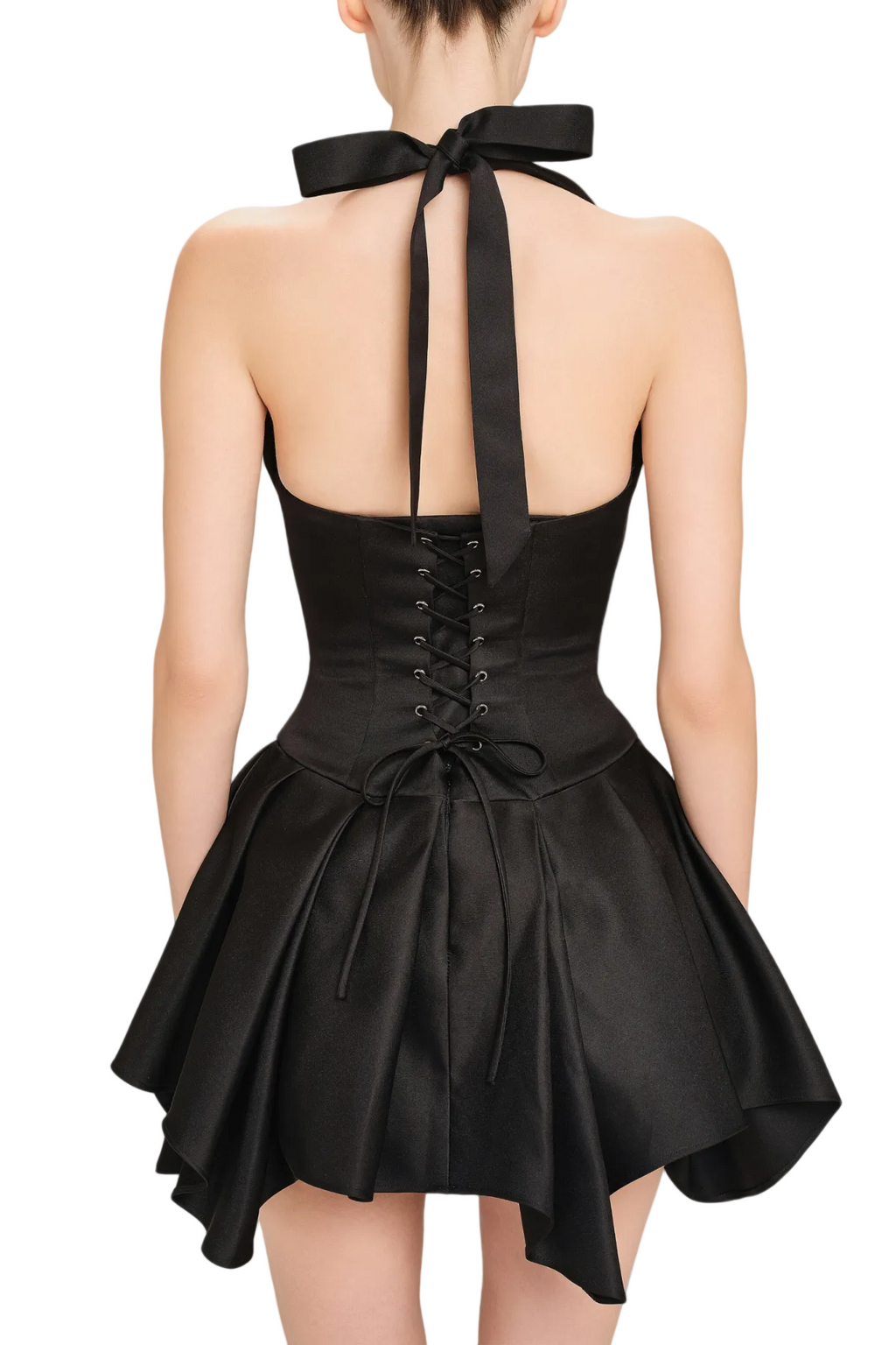 Flowering Girl Women Charnelle Halter Silky Mini Dress - Black