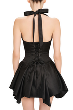 Flowering Girl Women Charnelle Halter Silky Mini Dress - Black