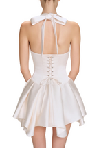 Flowering Girl Women Charnelle Halter Silky Mini Dress - White