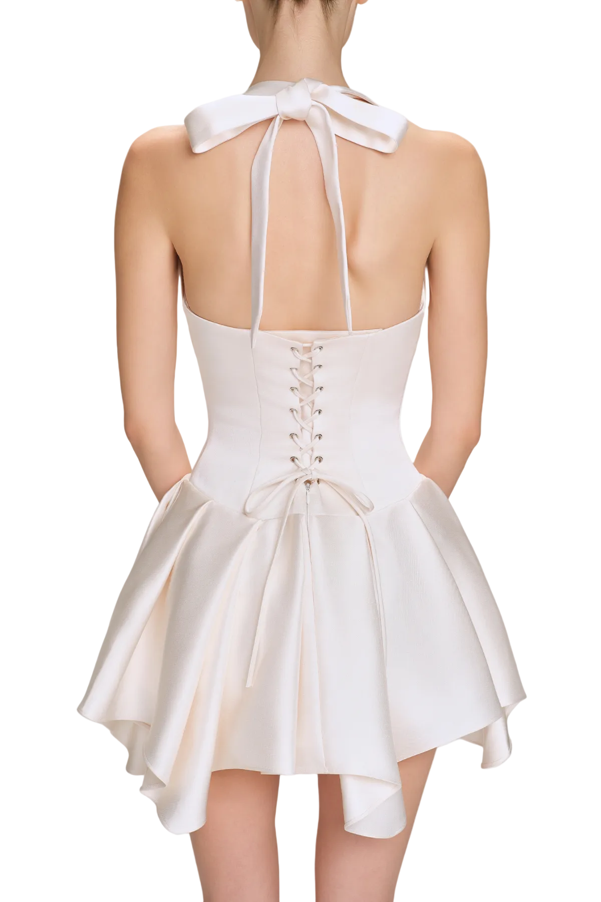 Charnelle Halter Silky Mini Dress - White