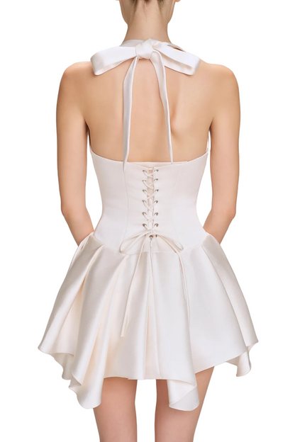 Charnelle Halter Silky Mini Dress - White