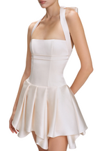 Flowering Girl Women Charnelle Halter Silky Mini Dress - White