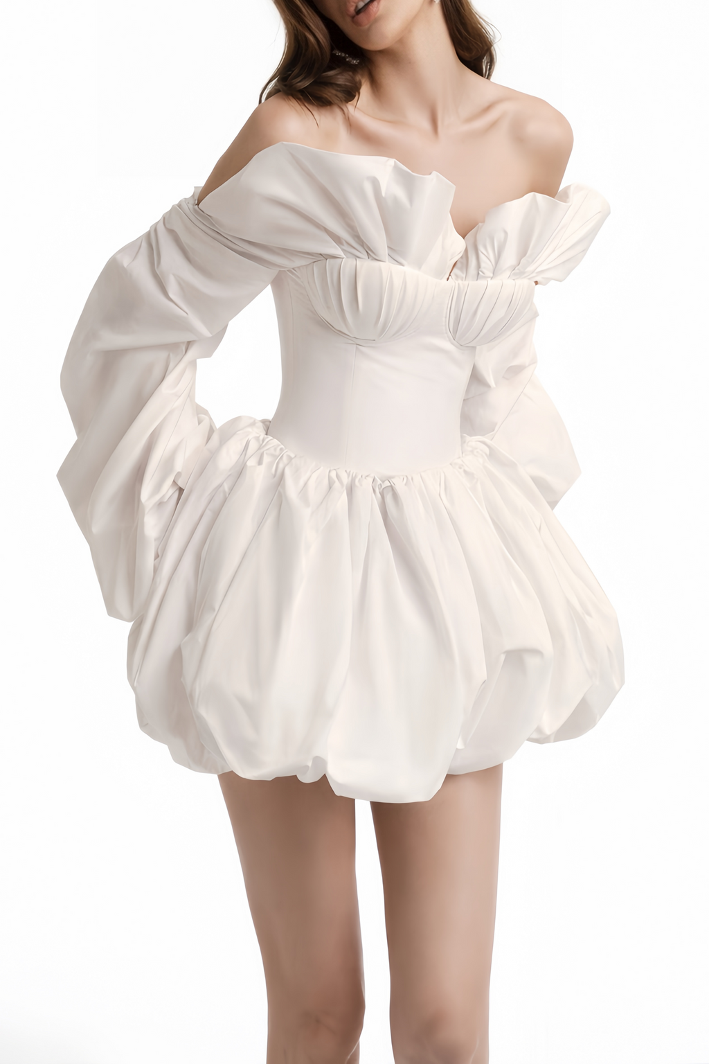 Flowering Girl Women tiffany White off-shoulder Ruched Blouse & Skirt Set