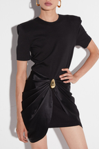 Flowering Girl Women Chatria Metal Draped Mini Dress - Black
