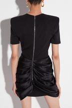 Flowering Girl Women Chatria Metal Draped Mini Dress - Black