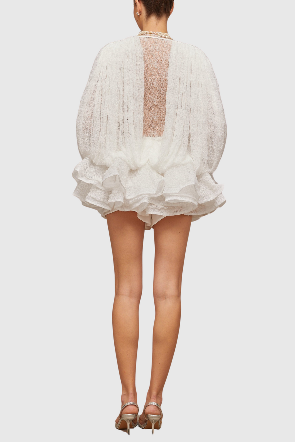 Flowering Girl Women Chaylee Semi-sheer Lace Ruffle Mini Dress