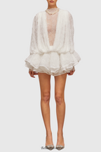 Flowering Girl Women Chaylee Semi-sheer Lace Ruffle Mini Dress