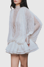 Flowering Girl Women Chaylee Semi-sheer Lace Ruffle Mini Dress