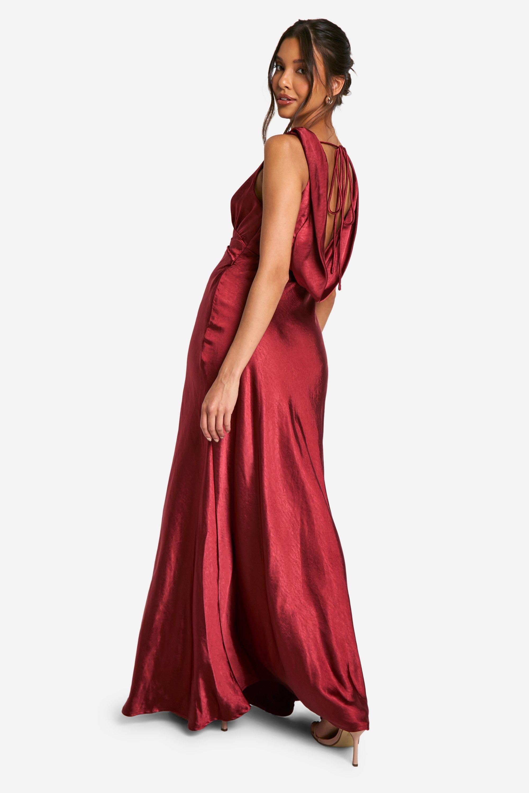 Flowering Girl Women Satin Cowl Back Maxi Dress