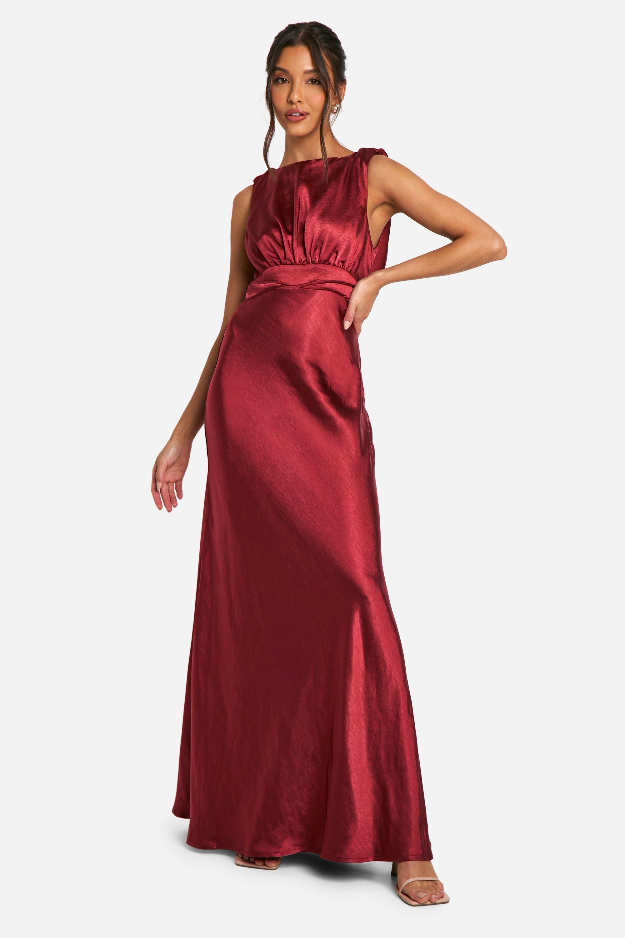 Flowering Girl Women Satin Cowl Back Maxi Dress