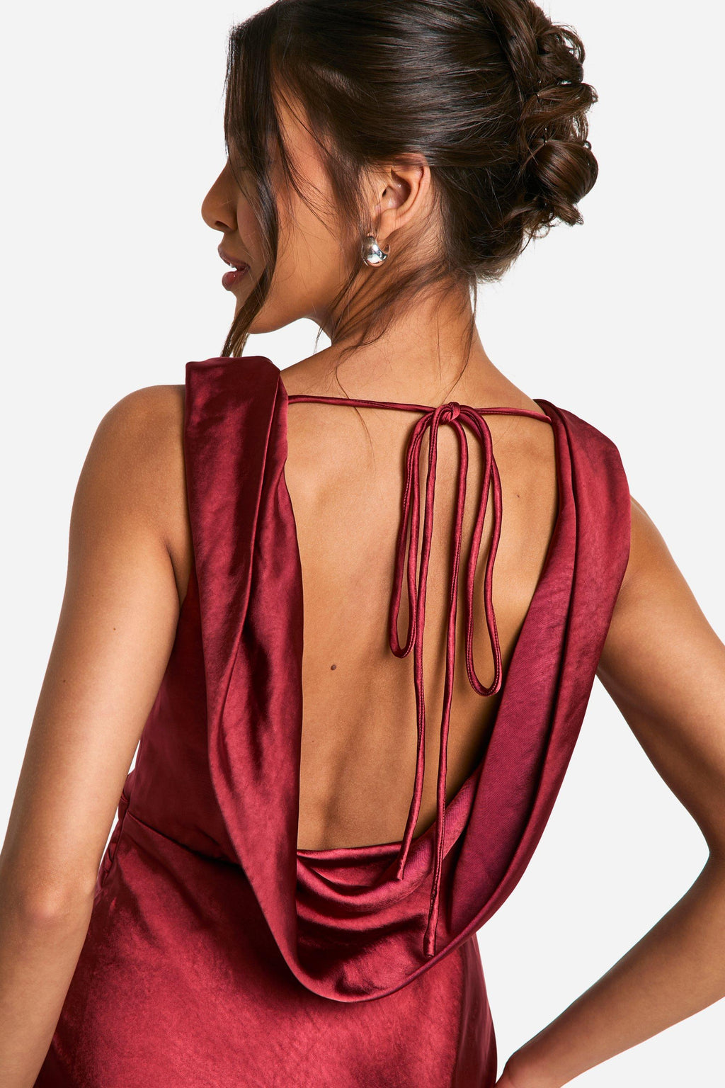 Flowering Girl Women Satin Cowl Back Maxi Dress