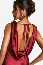 Flowering Girl Women Satin Cowl Back Maxi Dress