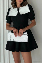 Flowering Girl Women Chloe Doll Collar Puff Sleeve Mini Dress