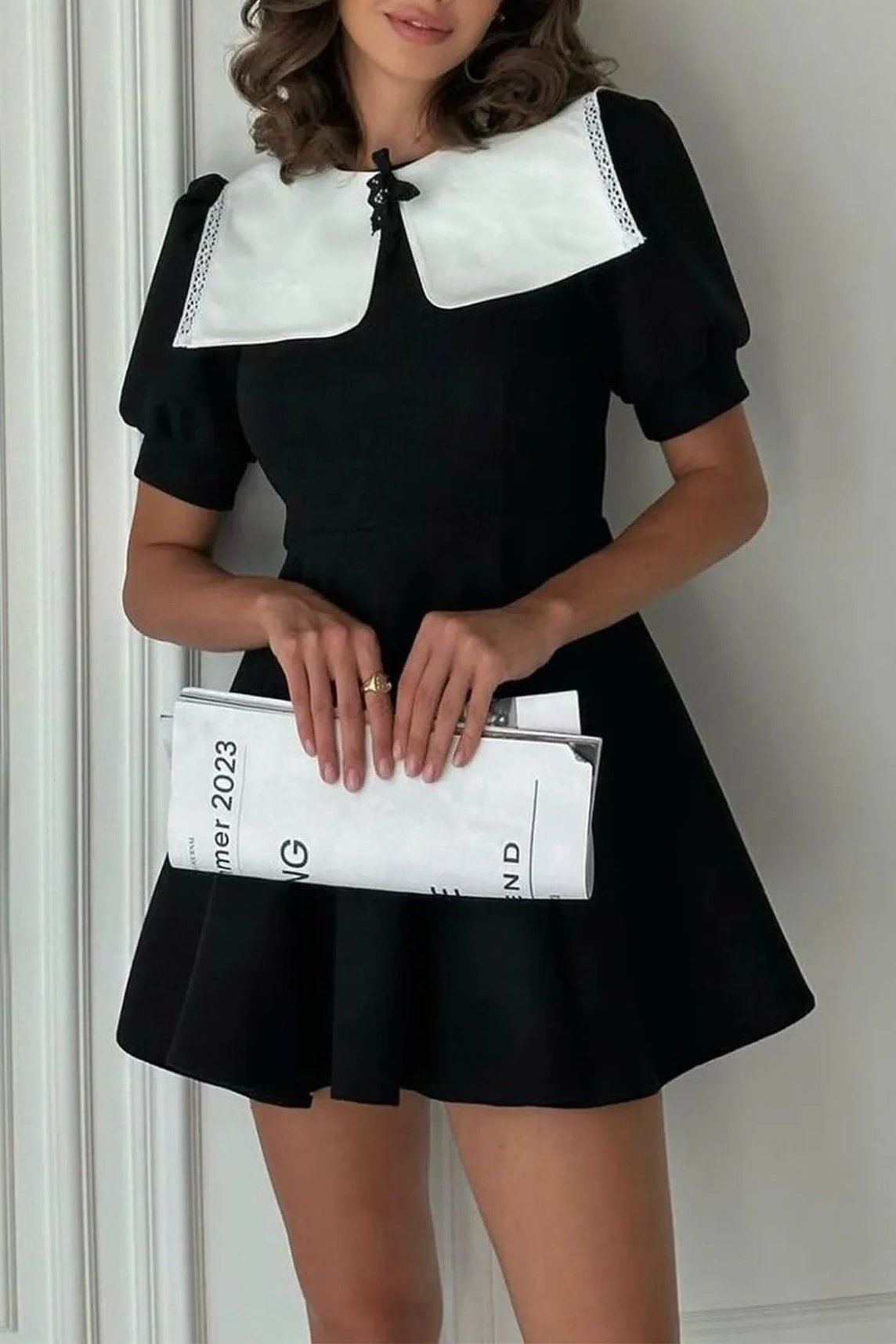 Flowering Girl Women Chloe Doll Collar Puff Sleeve Mini Dress