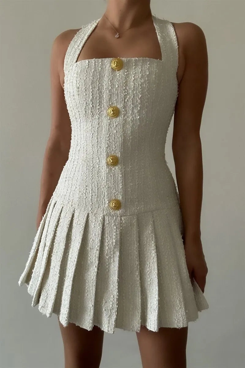 Flowering Girl Women Christine Halterneck Tweed Mini Dress