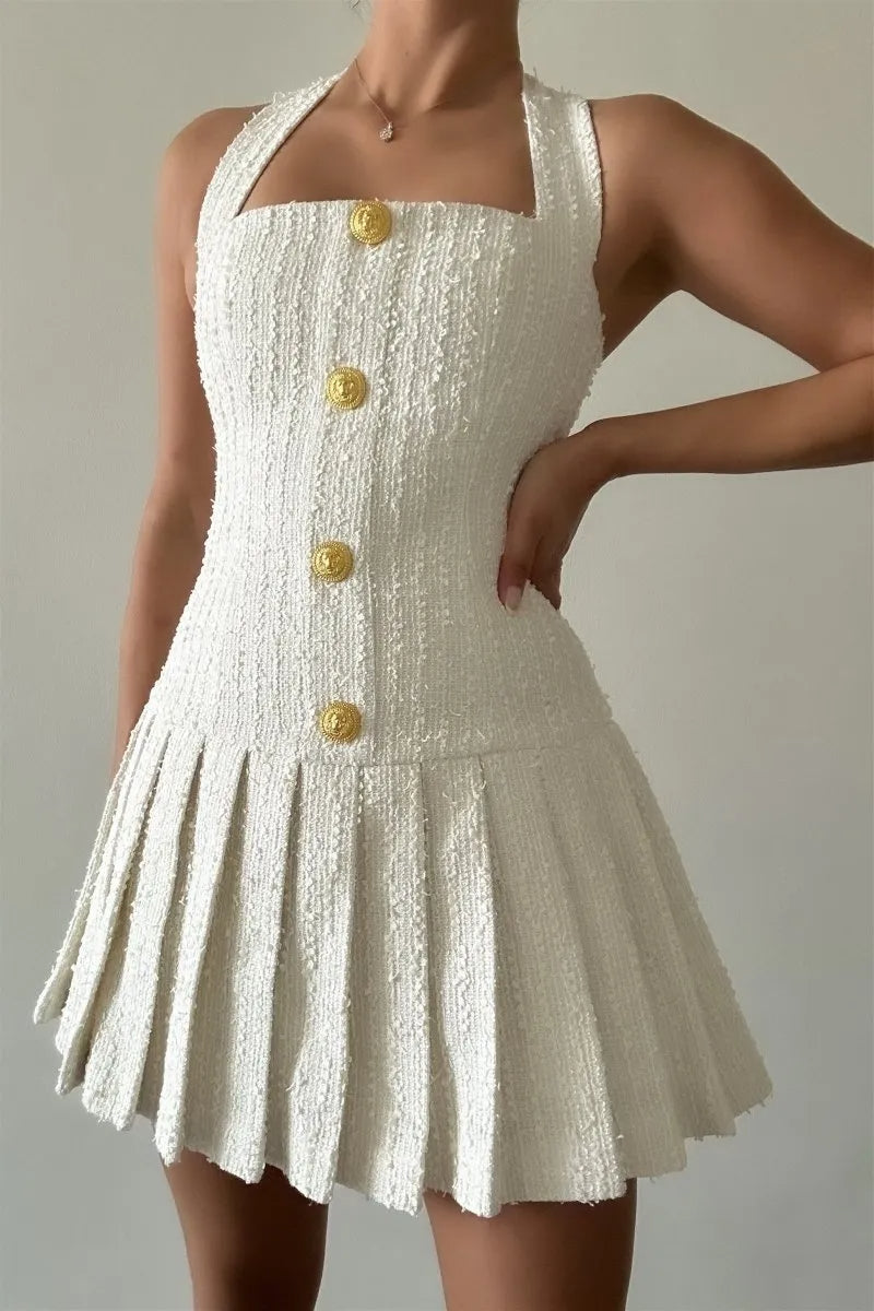 Flowering Girl Women Christine Halterneck Tweed Mini Dress
