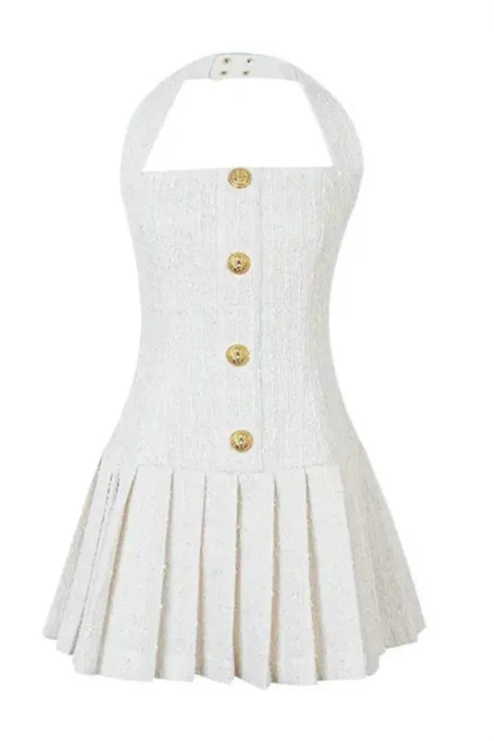 Flowering Girl Women Christine Halterneck Tweed Mini Dress