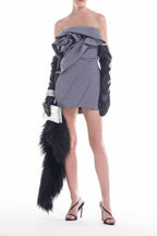 Flowering Girl Women Alisa Strapless Flower Mini Dress In Gray