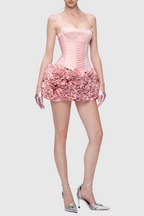 Flowering Girl Women Cindia Floral Lace Up Corset Two Piece Set in Pink