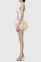 Flowering Girl Women Orsolya Floral Pearl Corset Two Piece Set in Ivory