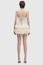 Flowering Girl Women Orsolya Floral Pearl Corset Two Piece Set in Ivory