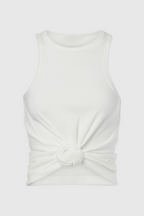 Flowering Girl Women Claudas Knot Tank Top - White
