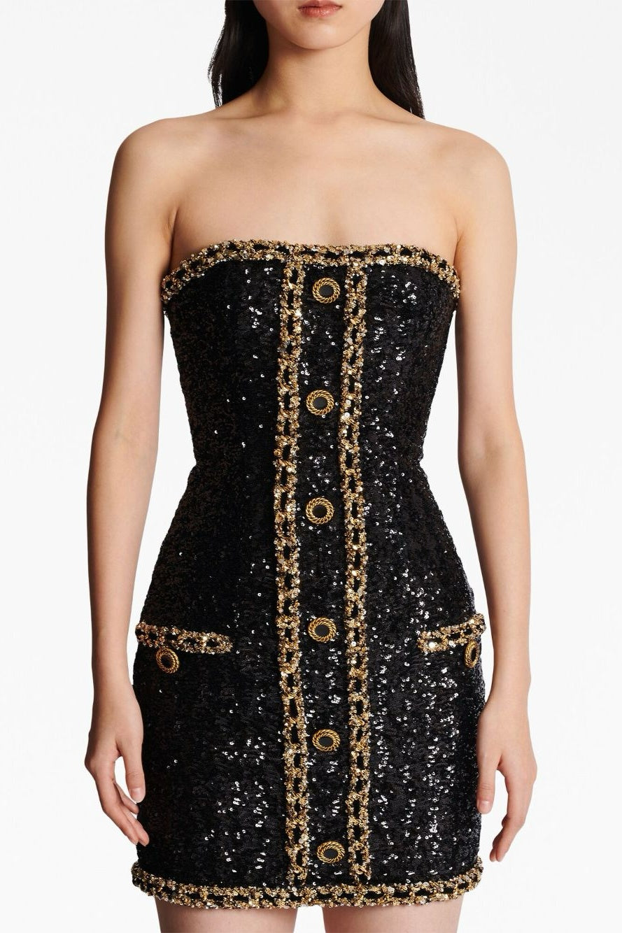Flowering Girl Women Cleo Sequin Embellished Strapless Mini Dress