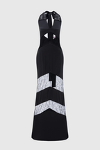Flowering Girl Women Clora Satin Halter Lace Maxi Dress - Black