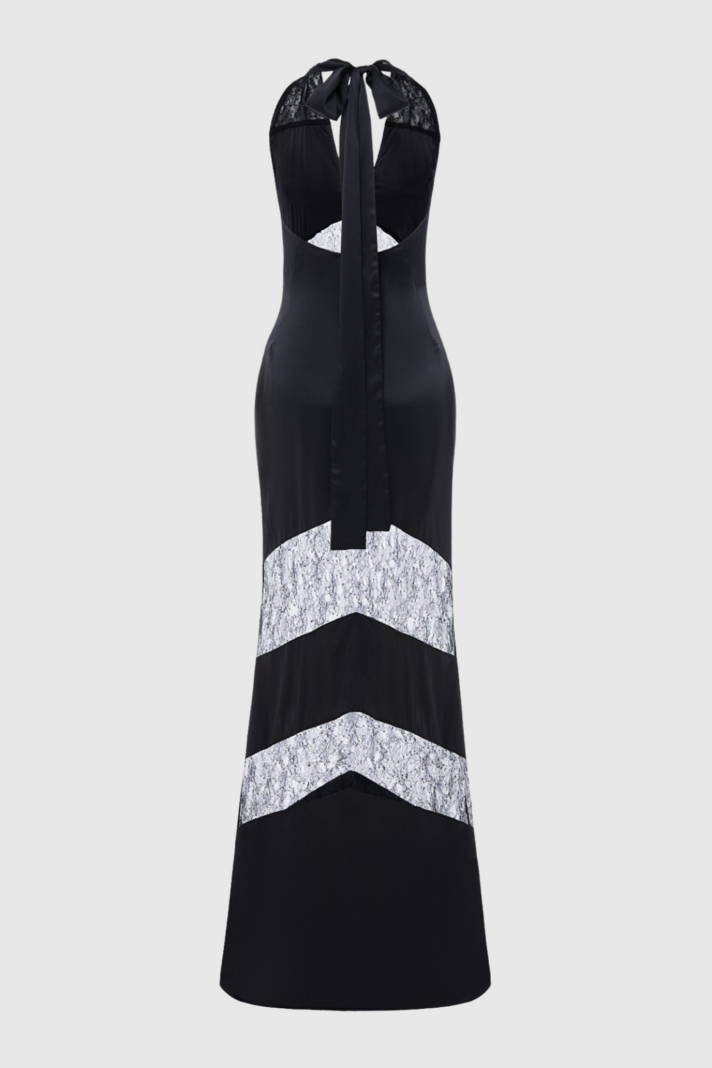 Flowering Girl Women Clora Satin Halter Lace Maxi Dress - Black