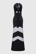 Flowering Girl Women Clora Satin Halter Lace Maxi Dress - Black