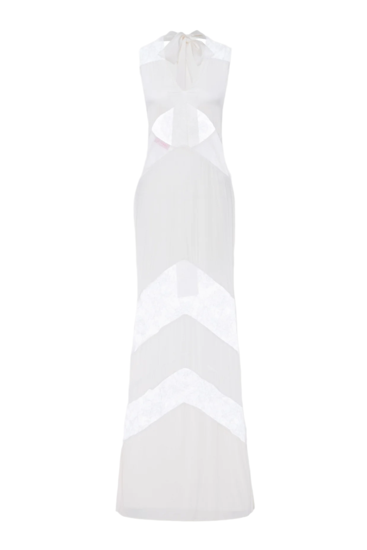 Flowering Girl Women Clora Satin Halter Lace Maxi Dress - White