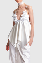 Flowering Girl Women Calixto Bow Ruched Top - White