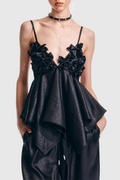 Flowering Girl Women Calixto Bow Ruched Top - Black