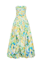 Flowering Girl Women Coleka Floral Print Strapless Ruched Maxi Dress - Green