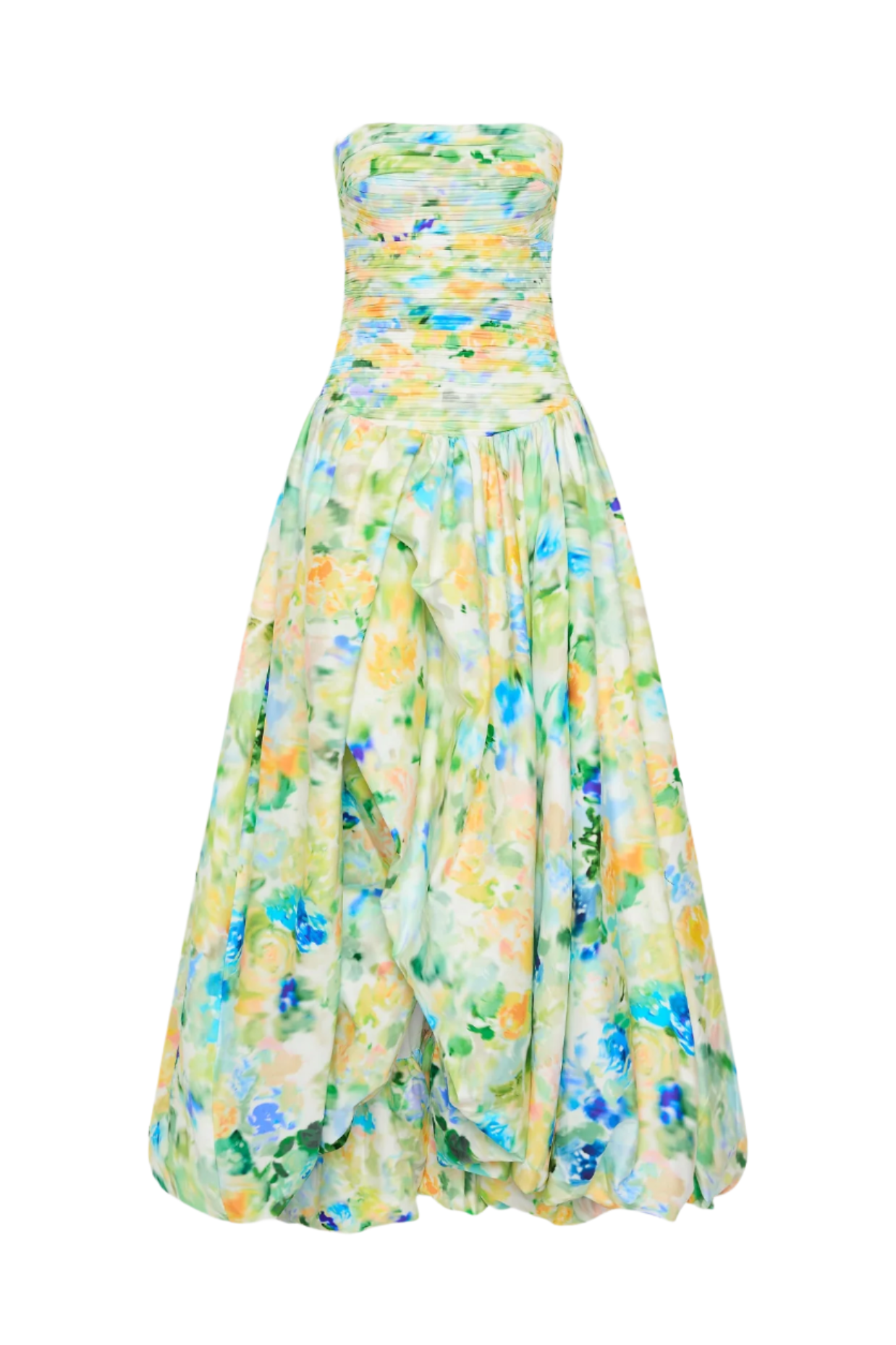 Flowering Girl Women Coleka Floral Print Strapless Ruched Maxi Dress - Green