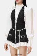 Flowering Girl Women vicky Halter Tweed Shirt Romper