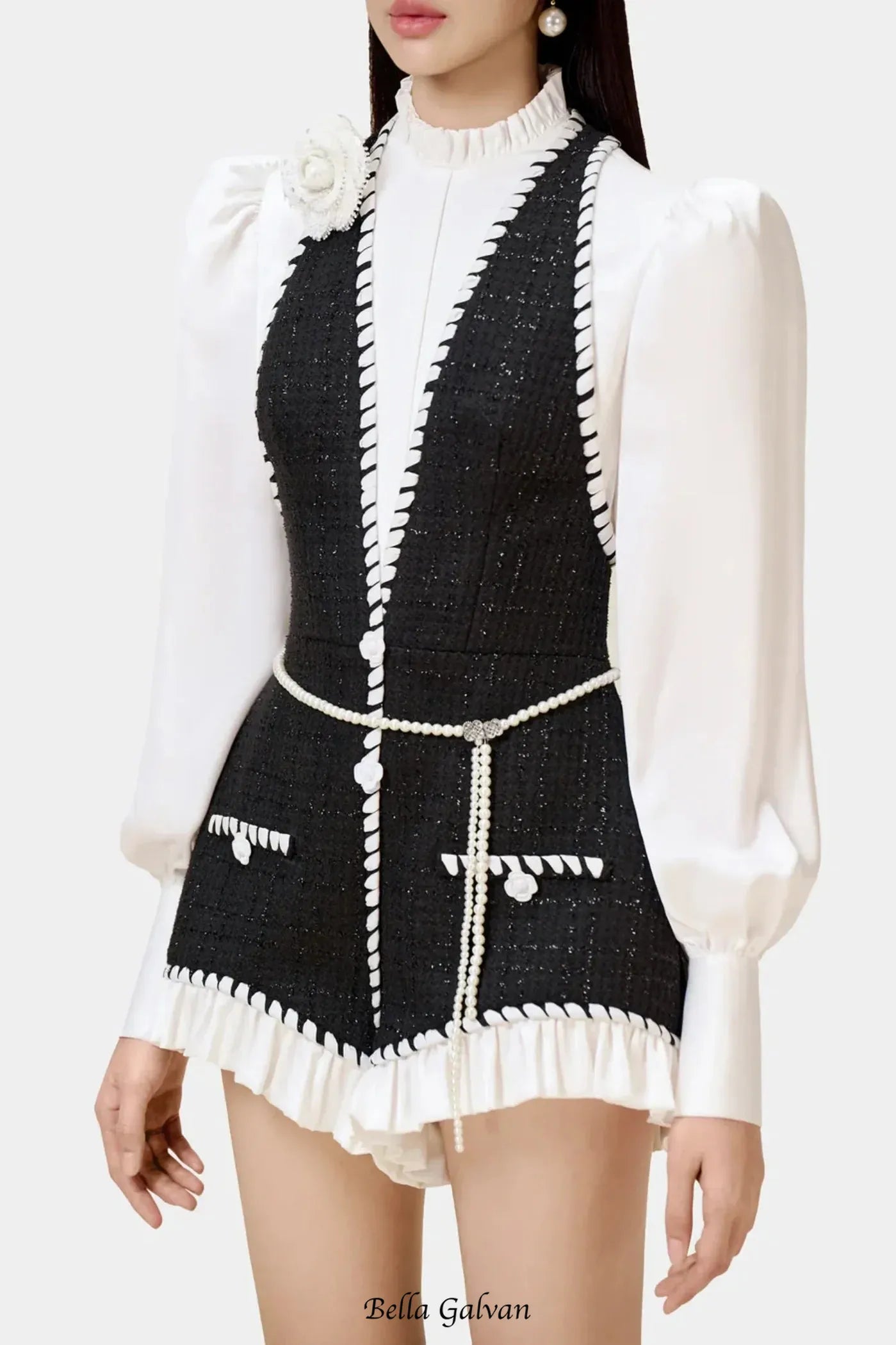Flowering Girl Women vicky Halter Tweed Shirt Romper
