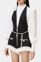 Flowering Girl Women Colver Halter Tweed Shirt Romper