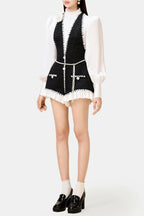 Flowering Girl Women Colver Halter Tweed Shirt Romper