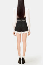 Flowering Girl Women Colver Halter Tweed Shirt Romper