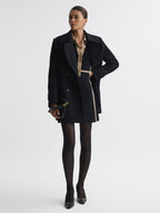 Flowering Girl Women Contrast Trim Press-Stud Mini Dress in Black/Camel