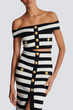 Flowering Girl Women Coraline Striped Off Shoulder Bandage Set