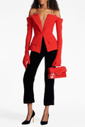 Flowering Girl Women Coretta Off Shoulder V-Neck Blazer
